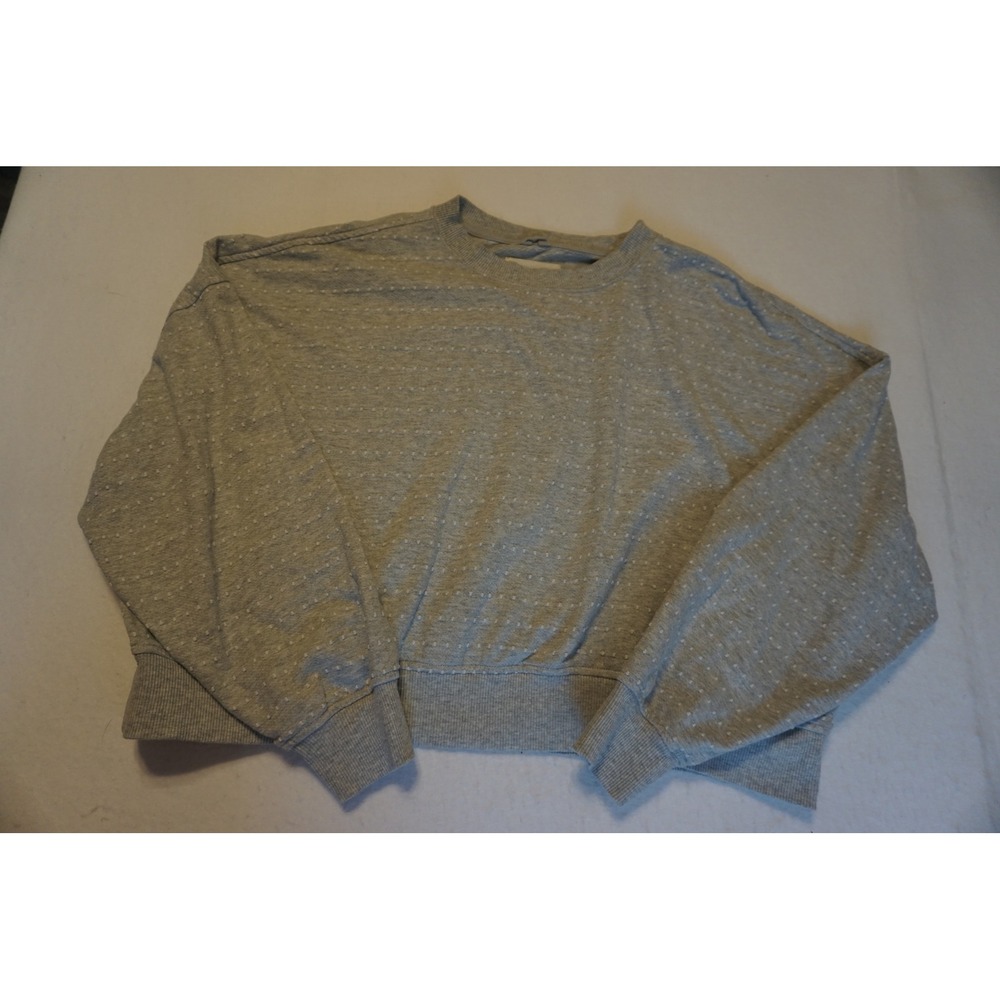 Aerie Womens Heather Grey Dotted Texture Crew Neck Pullover Sweatshirt Size M